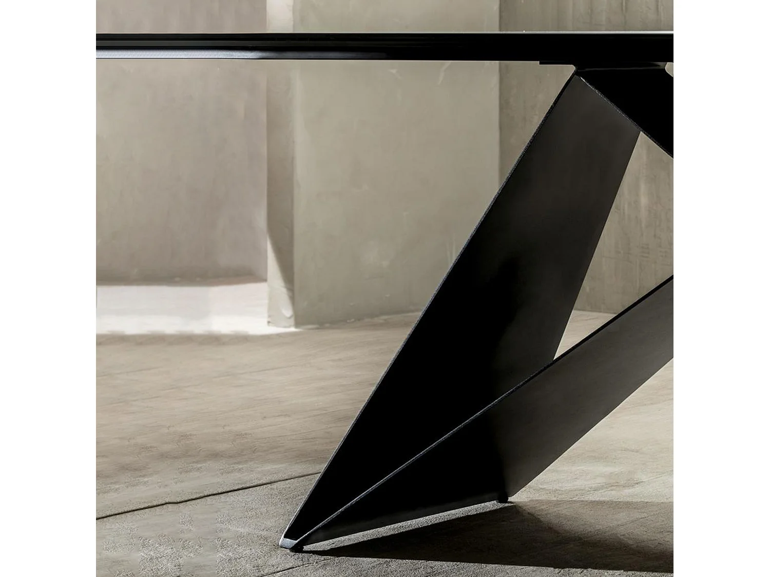 Mesa fixa moderna "Loyra" em cerâmica sobre vidro temperado com efeito mármore cm 220x110 76h