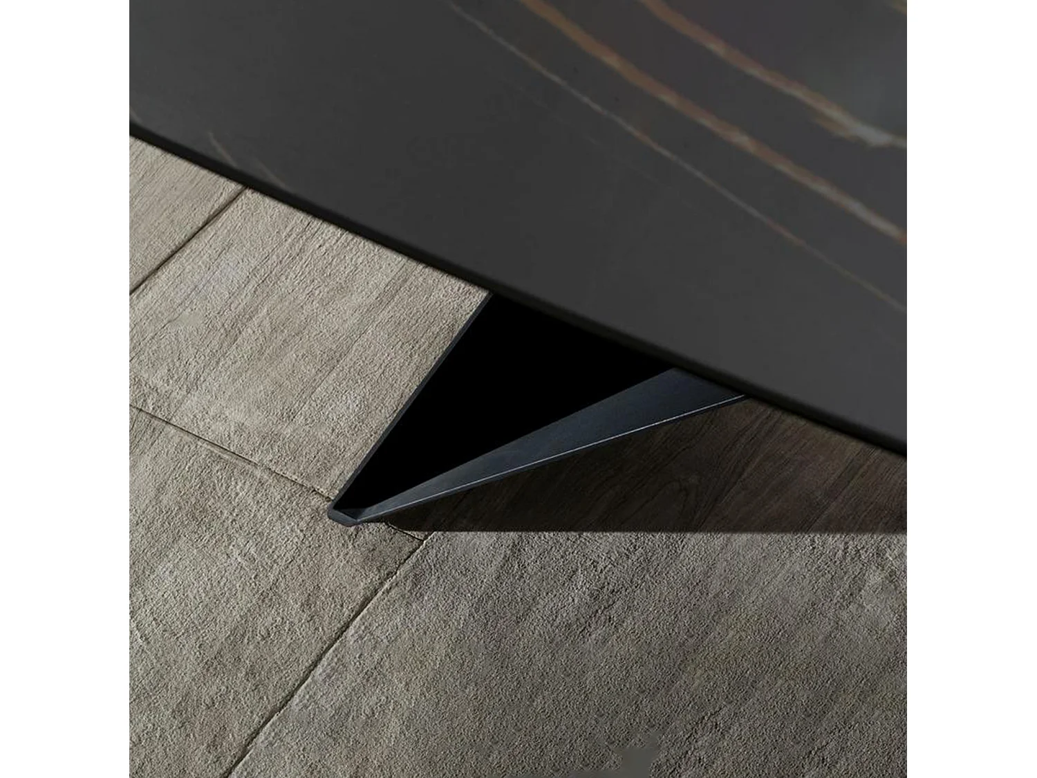 Mesa fixa moderna "Loyra" em cerâmica sobre vidro temperado com efeito mármore cm 220x110 76h