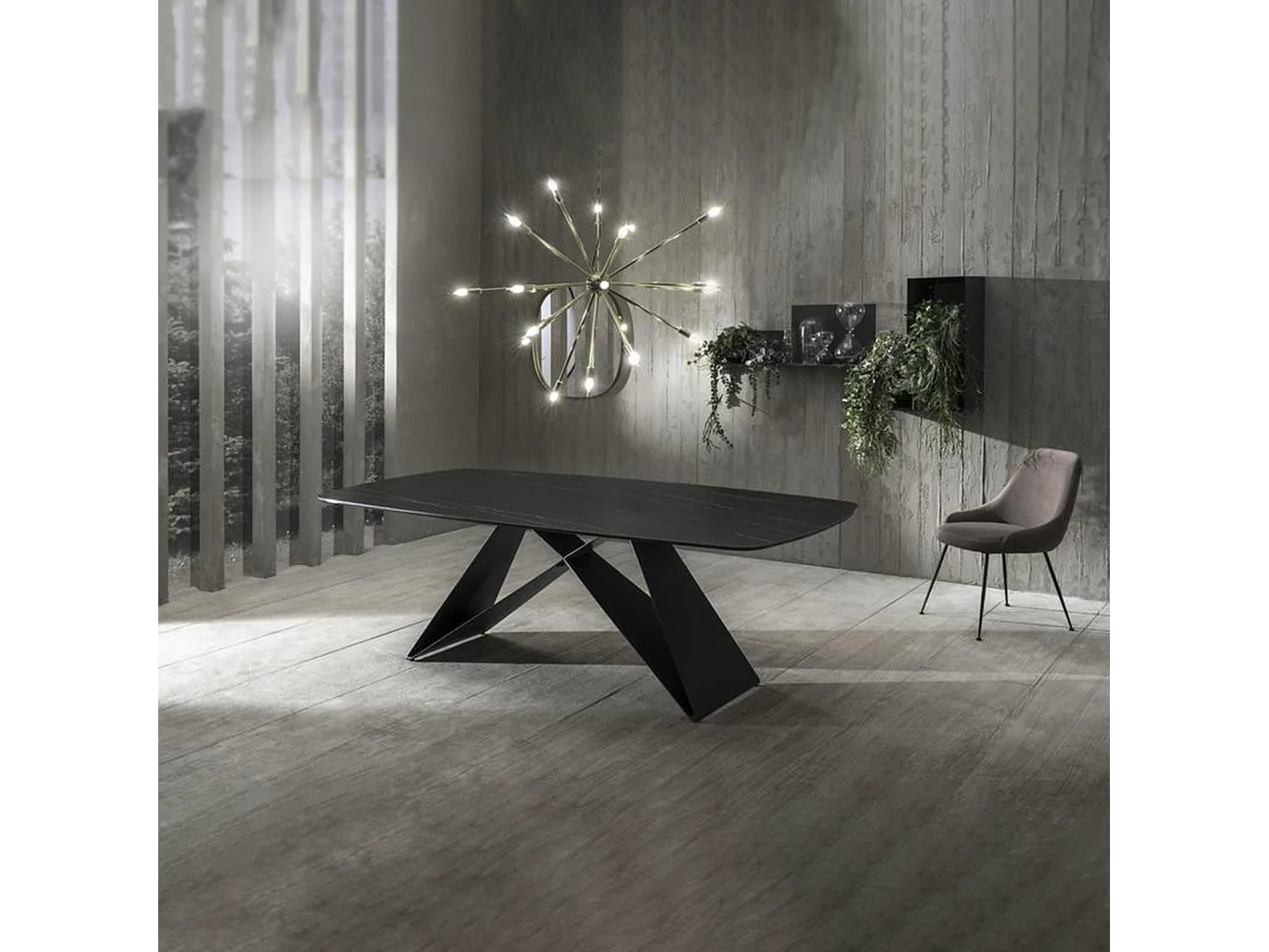 Stół nowoczesny stały "Loyra" z ceramiki na szkle hartowanym z efektem marmuru cm 220x110 76h