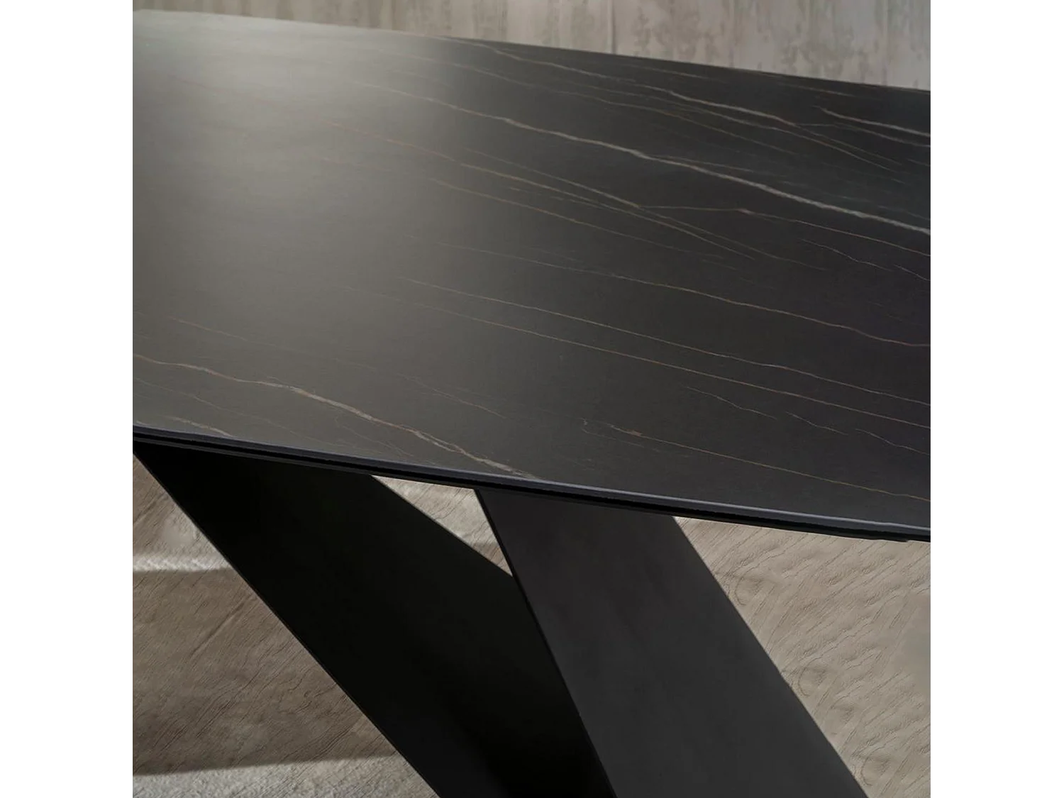 Stół nowoczesny stały "Loyra" z ceramiki na szkle hartowanym z efektem marmuru cm 220x110 76h