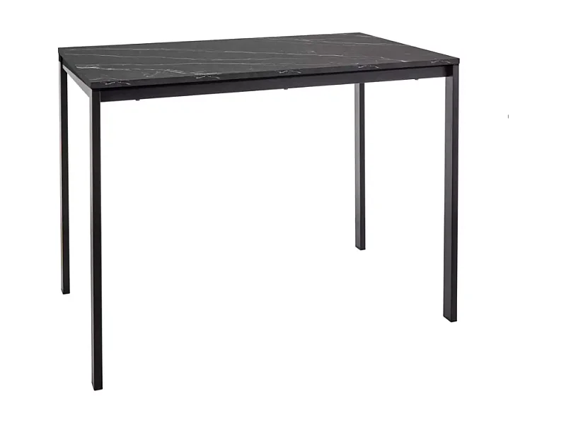 Table rectangulaire 100 cm avec plateau stratifié noir effet marbre pieds noir LANDRY