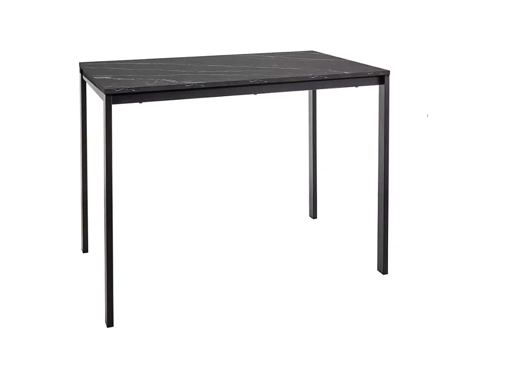 Table rectangulaire 100 cm avec plateau stratifié noir effet marbre pieds noir LANDRY