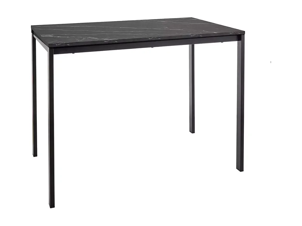 Table rectangulaire 100 cm avec plateau stratifié noir effet marbre pieds noir LANDRY