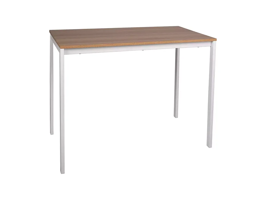 Table rectangulaire 100 cm avec plateau stratifié couleur chêne pieds blanc LANDRY