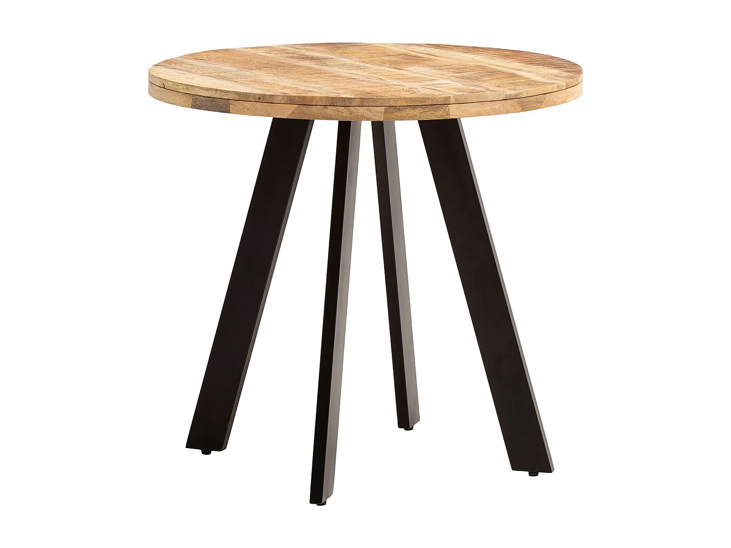 Table de Salle à Manger 80x80x75 cm en Bois Massif de Manguier, Table de Cuisine Ronde Moderne