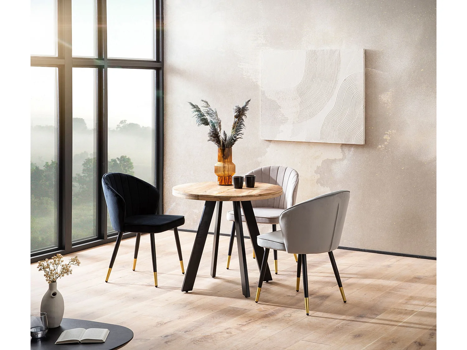Table de Salle à Manger 80x80x75 cm en Bois Massif de Manguier, Table de Cuisine Ronde Moderne