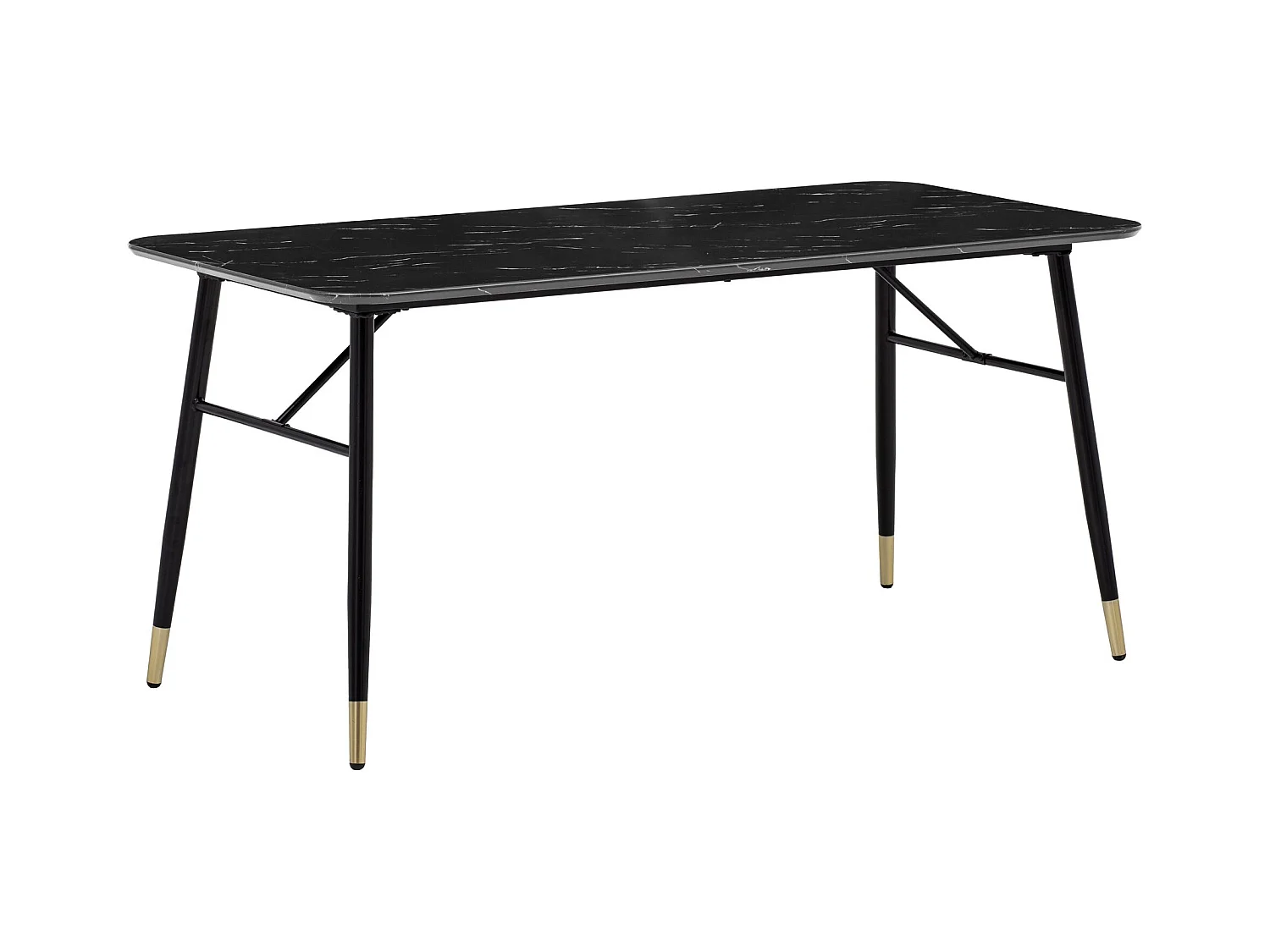 Eettafel 200x90x76 cm Wit Modern Marmer Effect, Grote Rechthoekige Keukentafel met Metalen Poten