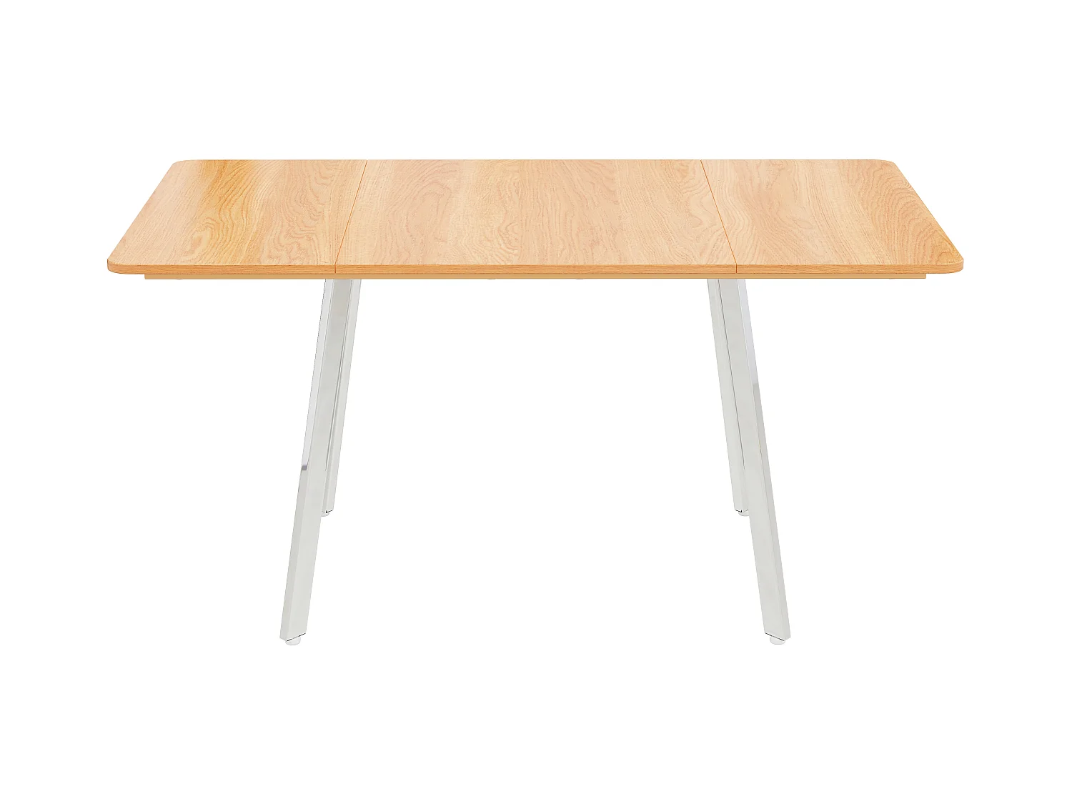Table à manger moderne et minimaliste de couleur naturelle élégante et pieds chromés argentés – 140 cm x 80 cm, convient pour 4 à 6 personnes