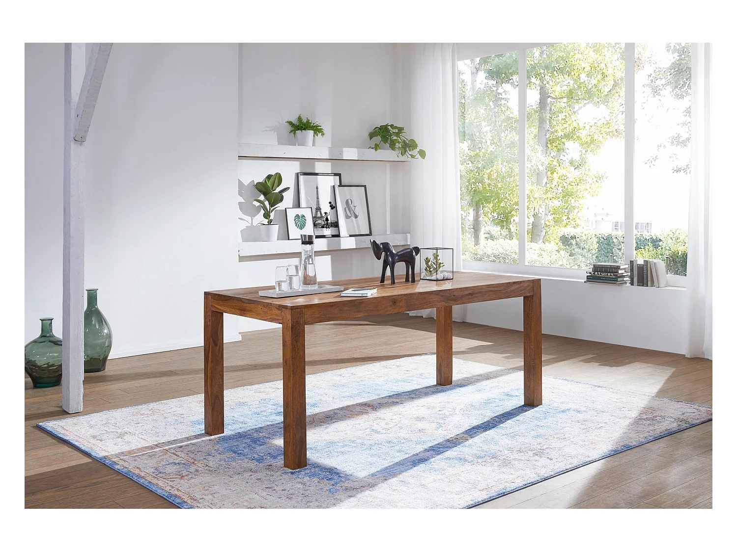 eetbank MUMBAI massief hout Sheesham 160 x 45 x 35 cm houten bank naturel product Keukenbank in landhuisstijl