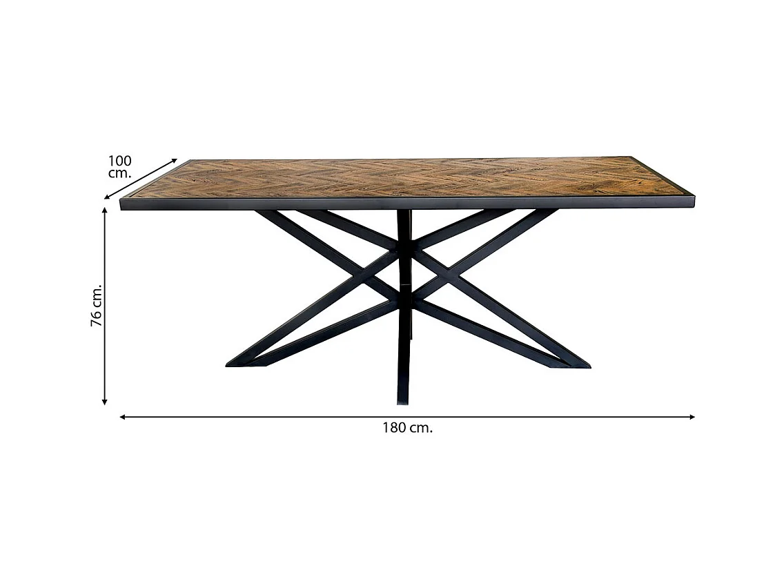 Mesa de jantar quadrada em madeira castanha, 180x100x76h cm