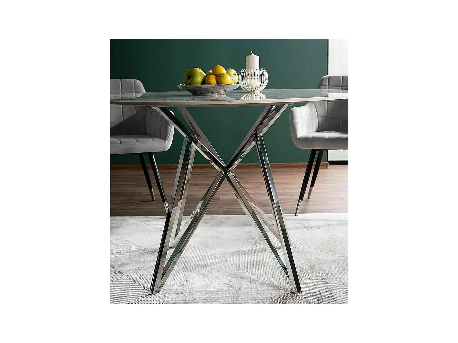 Tavolo da pranzo Murano (o90x76)/Ceramica/Rotondo/Grigio