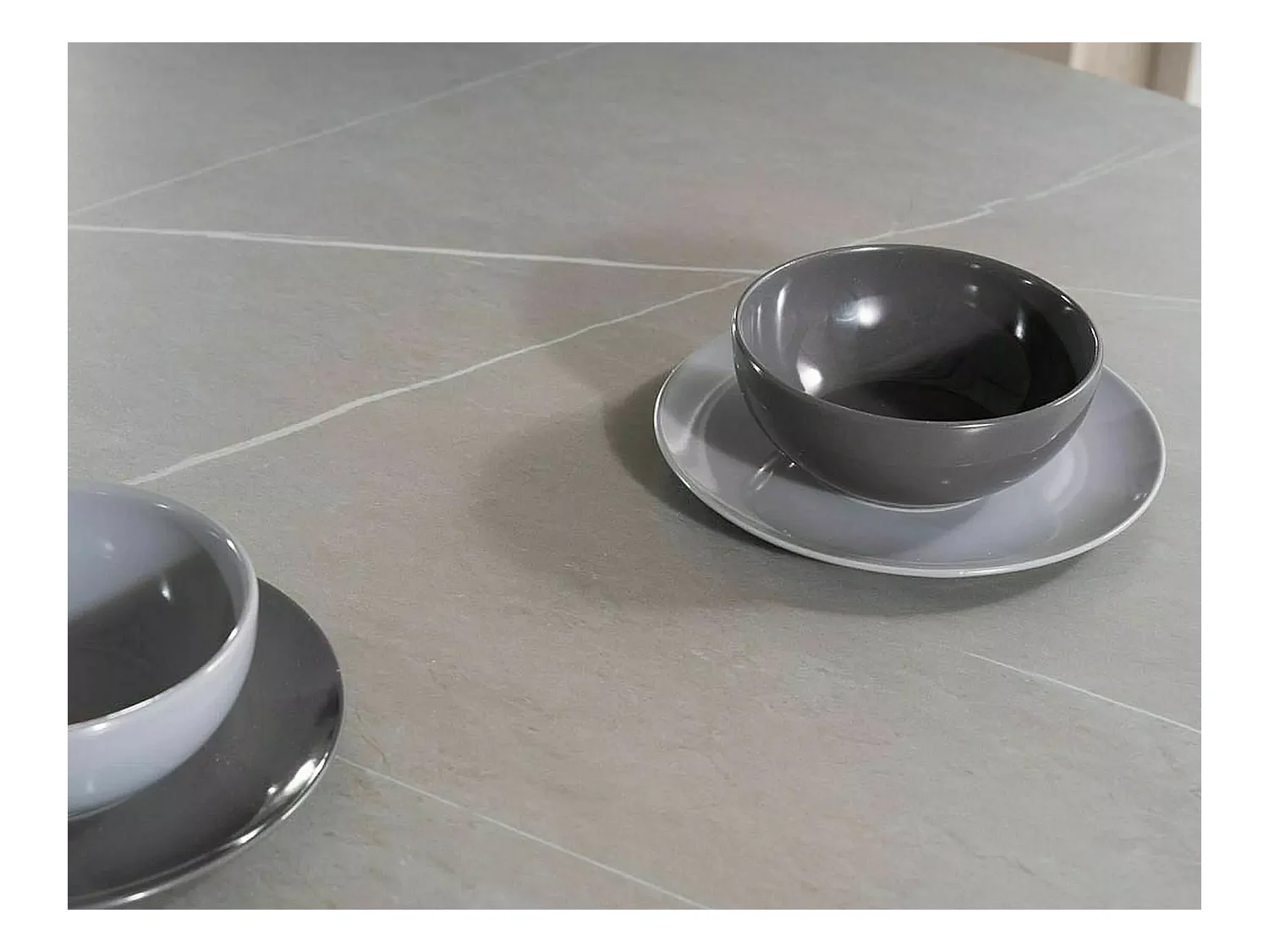 Tavolo da pranzo Murano (o90x76)/Ceramica/Rotondo/Grigio