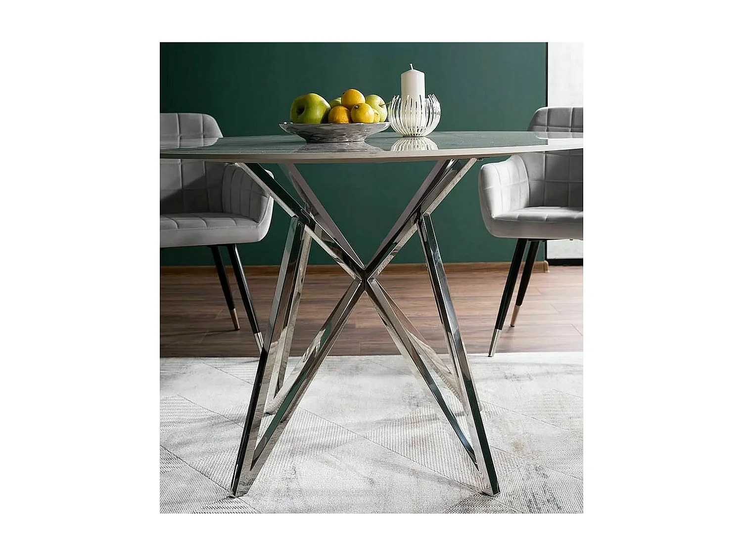 Table à manger Murano (Ø90x76)/Céramique/Ronde/Gris