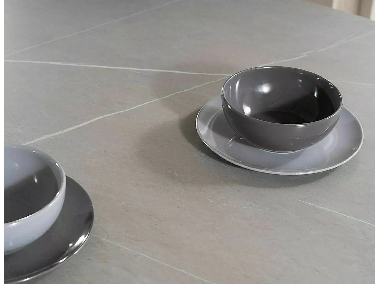 Esstisch Murano (o90x76)/Keramik/Rund/Grau