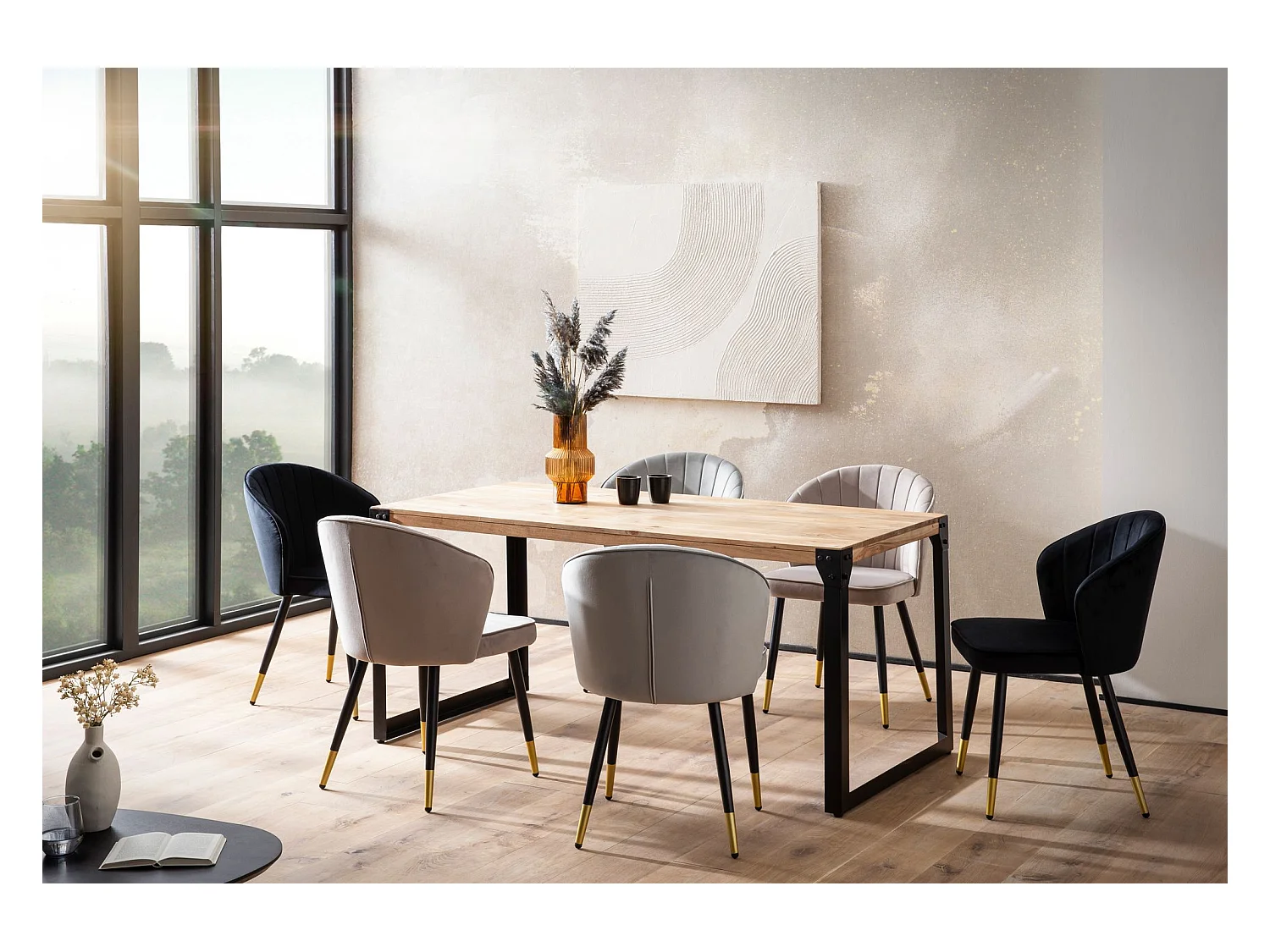 Eettafel 180x90x76 cm massief acaciahout metaal industriële stijl, grote rechthoekige keukentafel met metalen poten