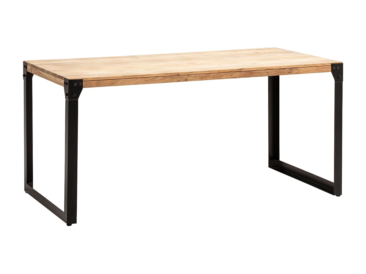 Table de Salle à Manger 160x80x76 cm Bois d’Acacia Massif Métal Style Industriel, Table de Cuisine