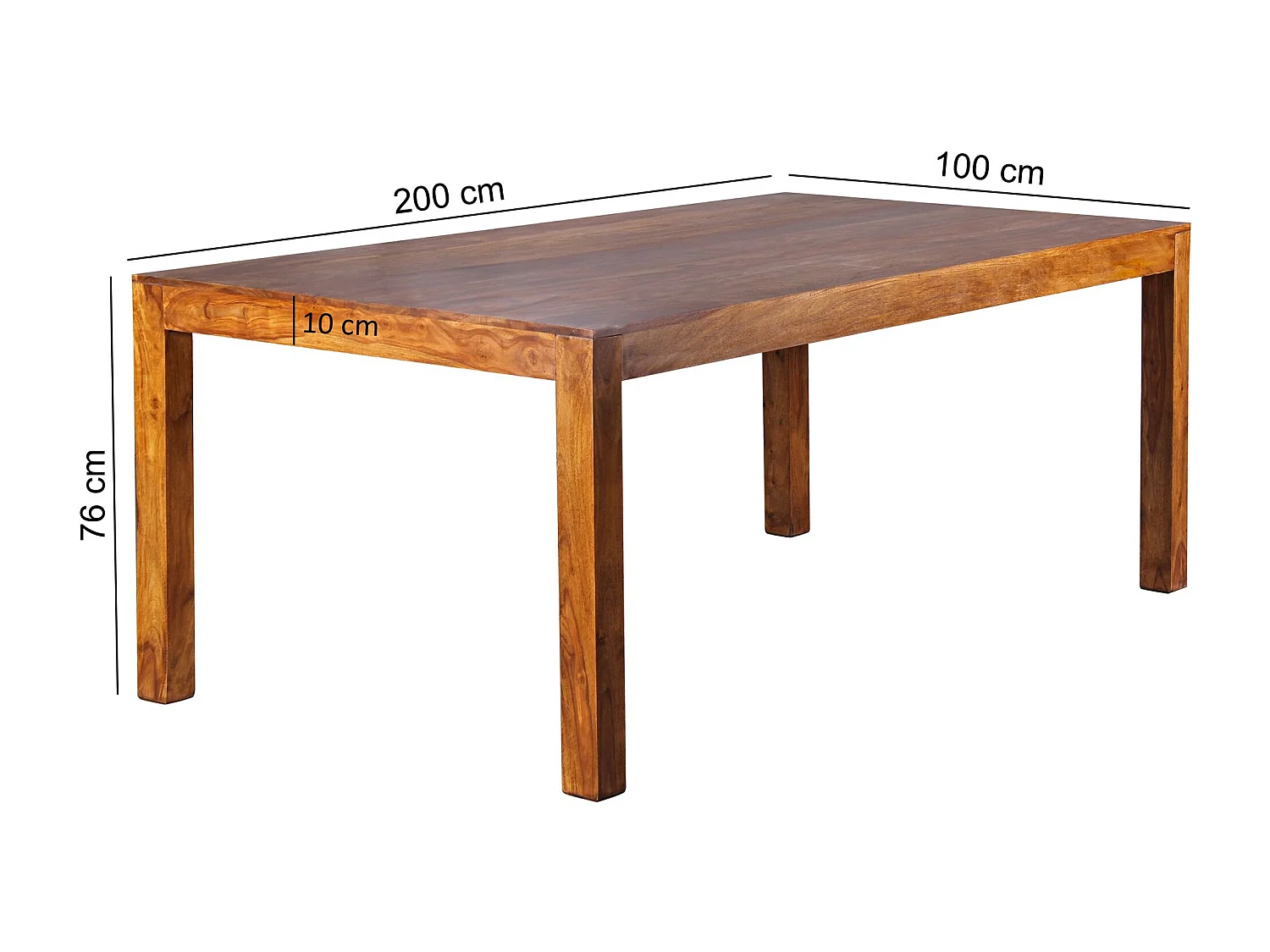 Table de Salle à Manger 200x100x76 cm en Bois Massif de Sheesham Style Intemporel, Table de