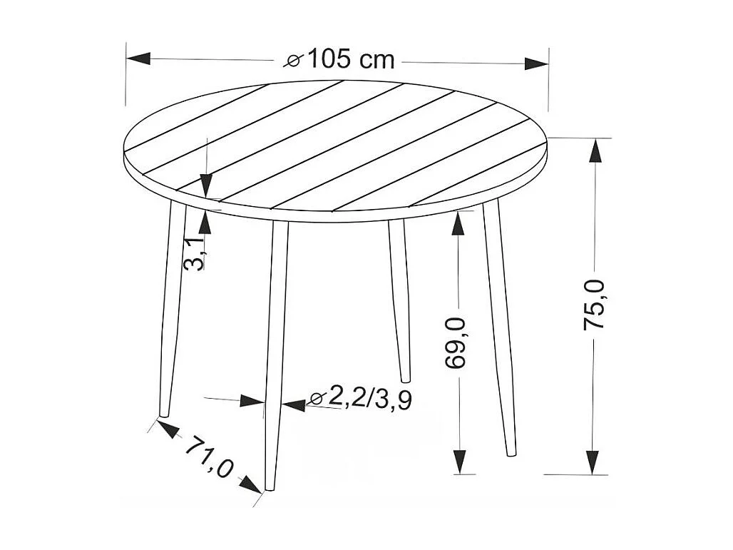 Table de salle à manger ronde 105 cm noyer JOHN