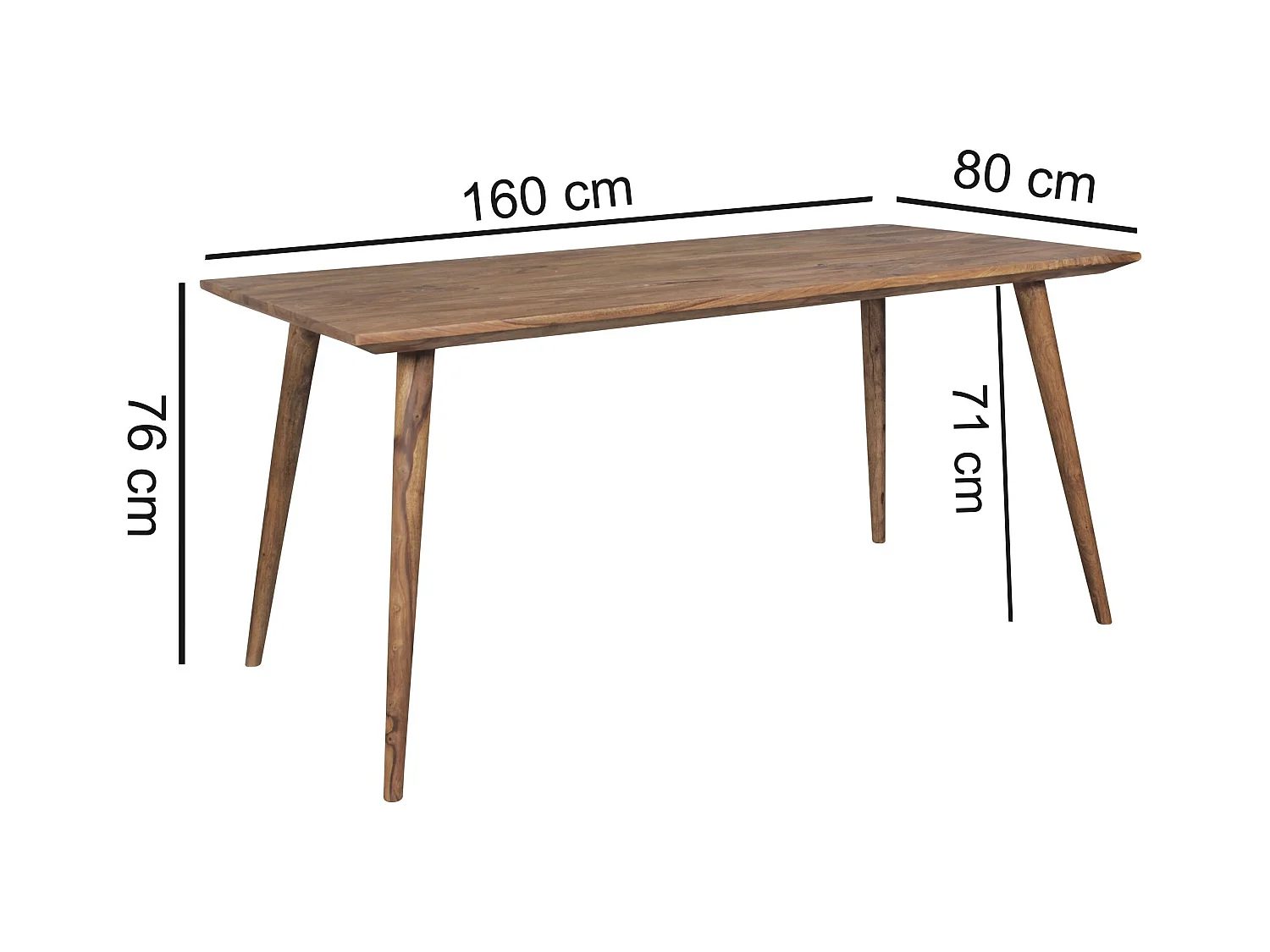eetkamertafel REPA 160 x 80 x 76 cm Sheesham rustiek massief hout | Design landhuis eettafel | Tafel voor eetkamer groot | 6 - 8 personen