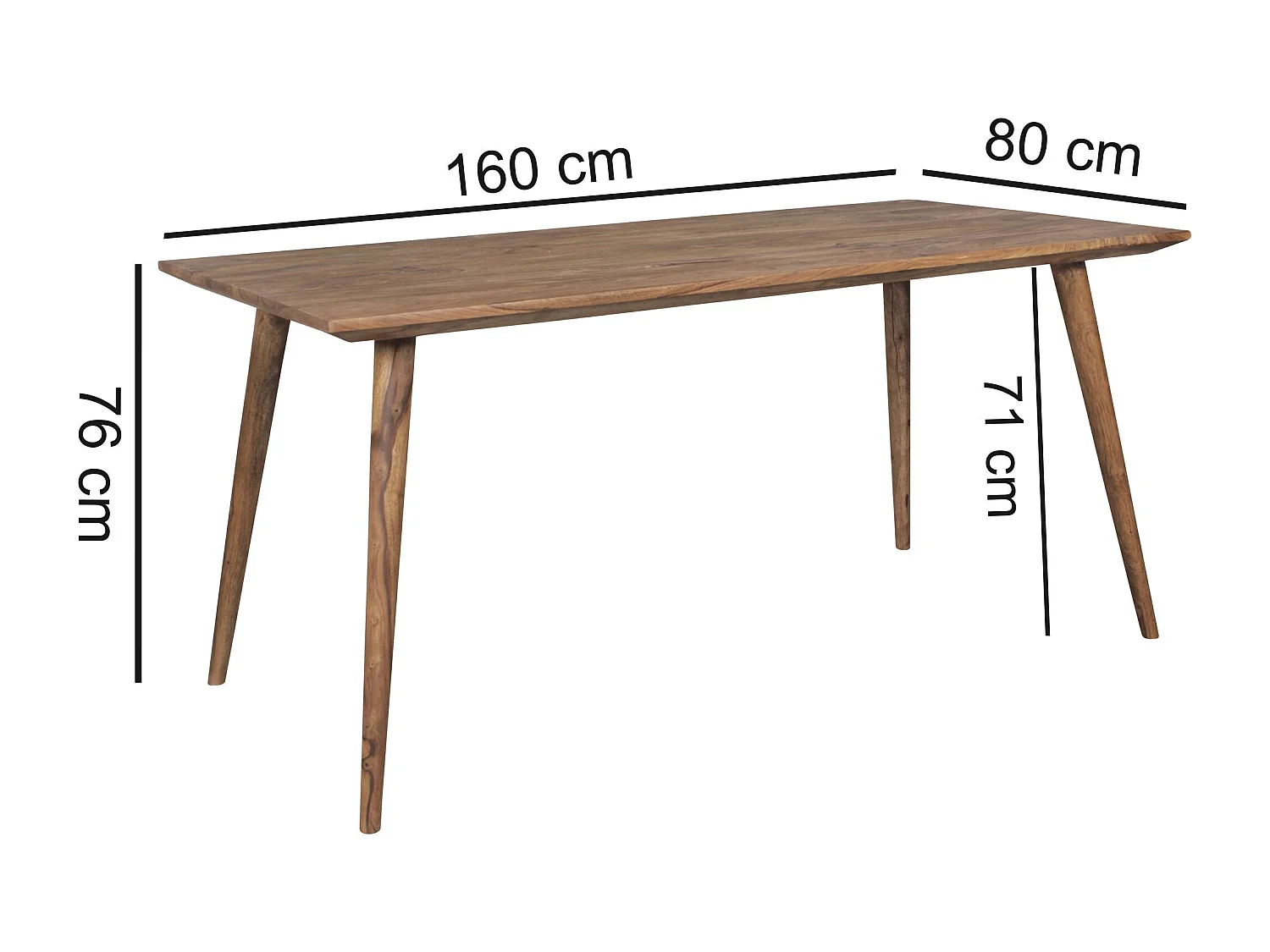 eetkamertafel REPA 160 x 80 x 76 cm Sheesham rustiek