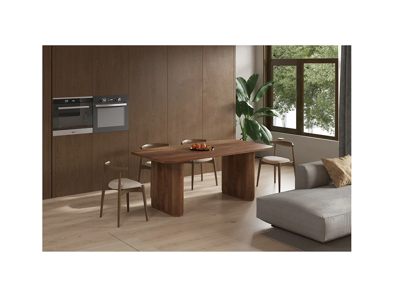 Table à manger TALVORA – 200 cm – Bois de manguier massif – Style contemporain – Finition naturelle robuste