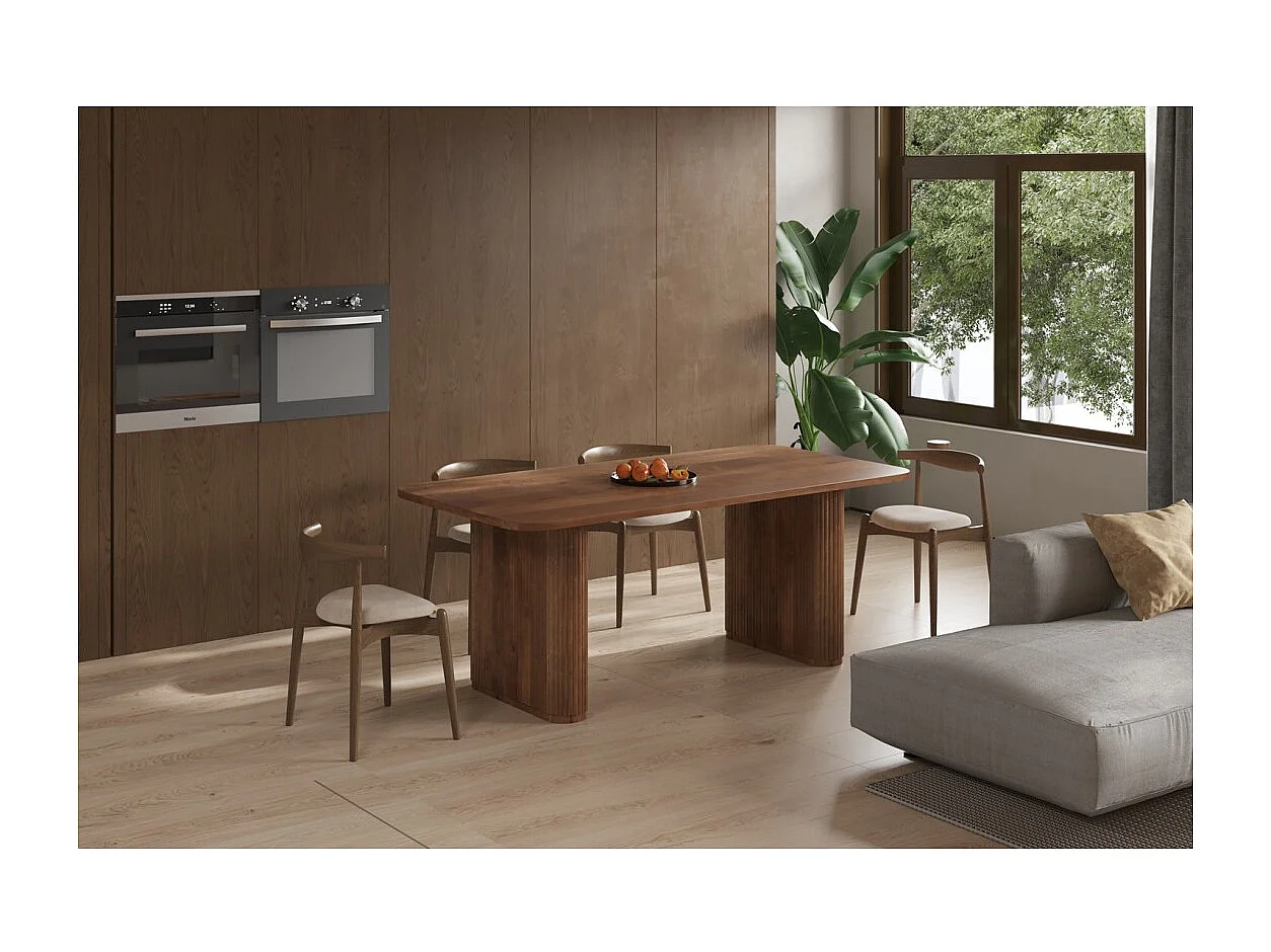 Mesa de jantar TALVORA – 200 cm – Madeira de mangueira maciça – Estilo contemporâneo – Acabamento natural robusto