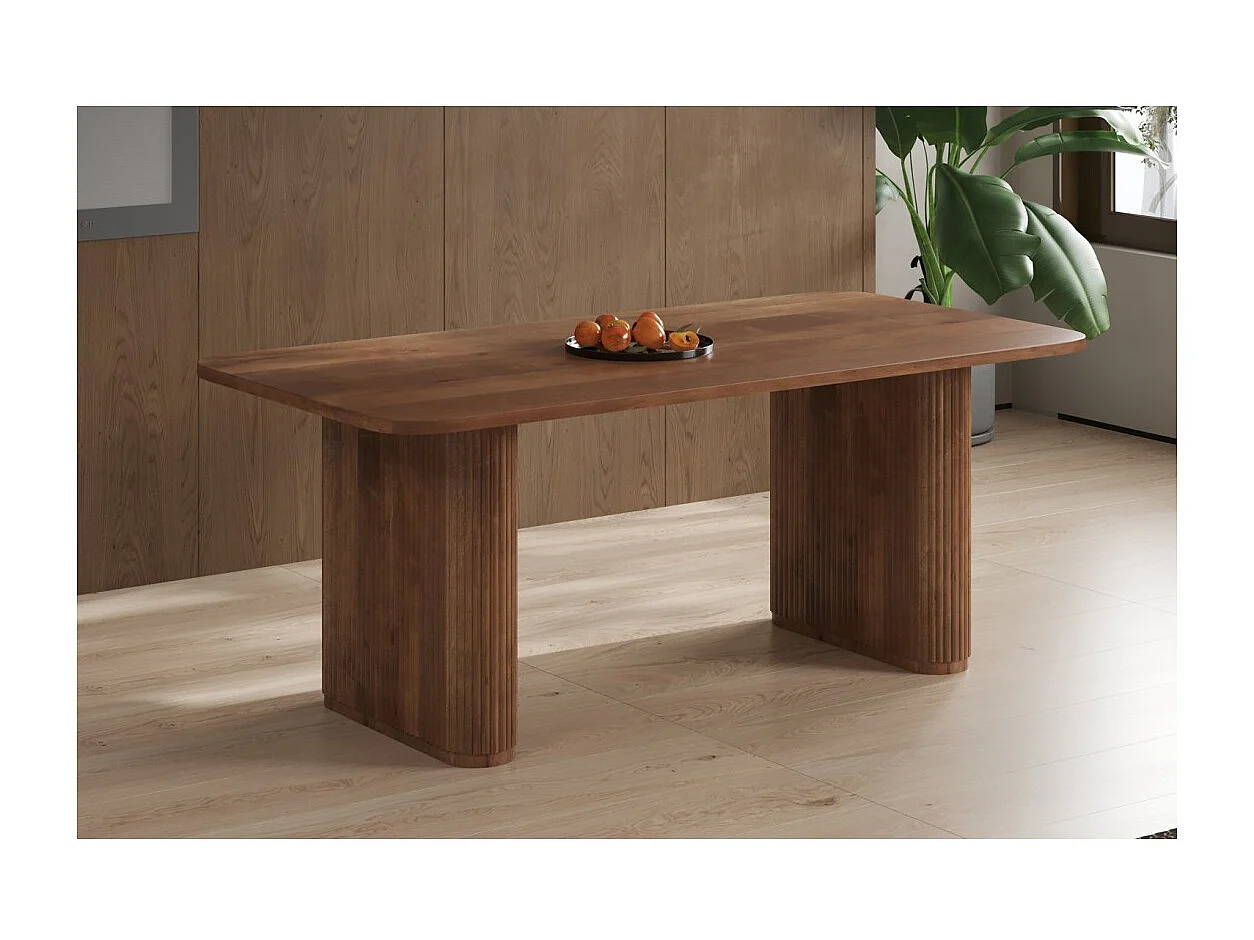 Mesa de jantar TALVORA – 200 cm – Madeira de mangueira maciça – Estilo contemporâneo – Acabamento natural robusto