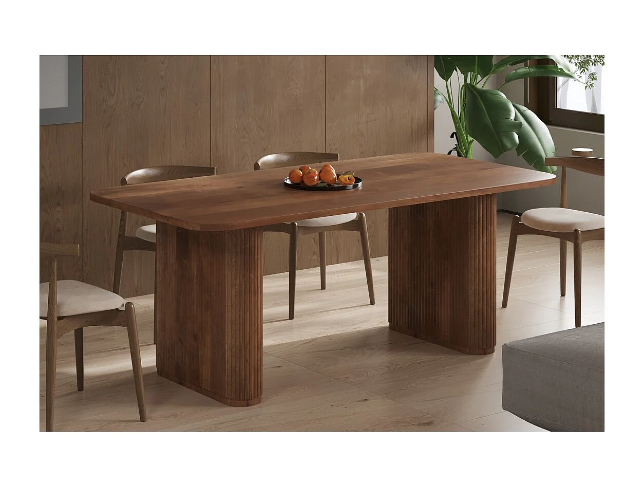 Mesa de jantar TALVORA – 200 cm – Madeira de mangueira maciça – Estilo contemporâneo – Acabamento natural robusto