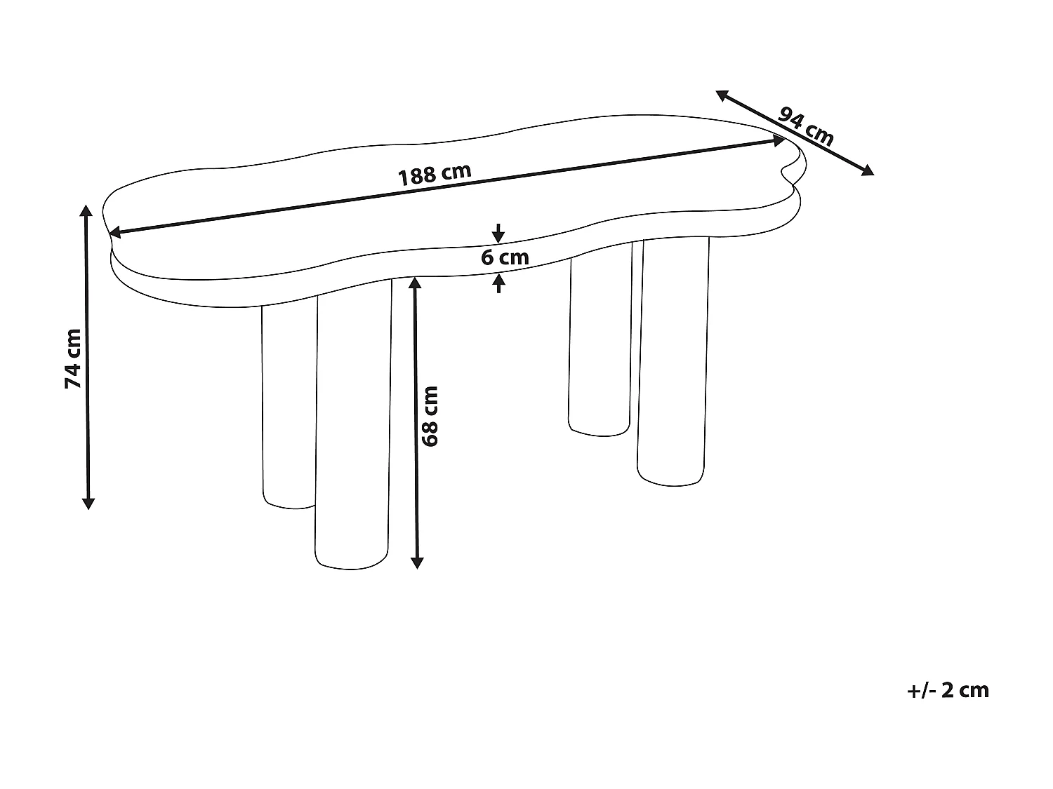 Esstisch ONDLE Cremeweiss 94 cm 188 cm