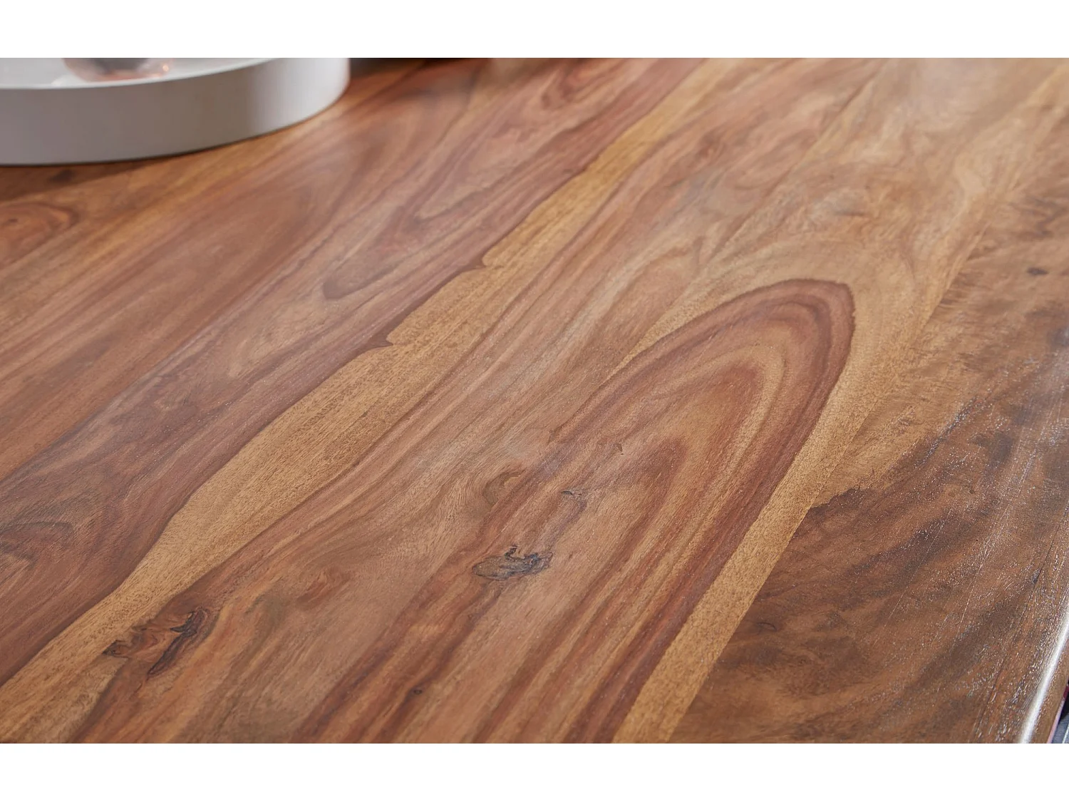 Table de Salle à Manger 140x80x76 cm en Bois Massif d’Acacia et Métal, Table de Cuisine Style