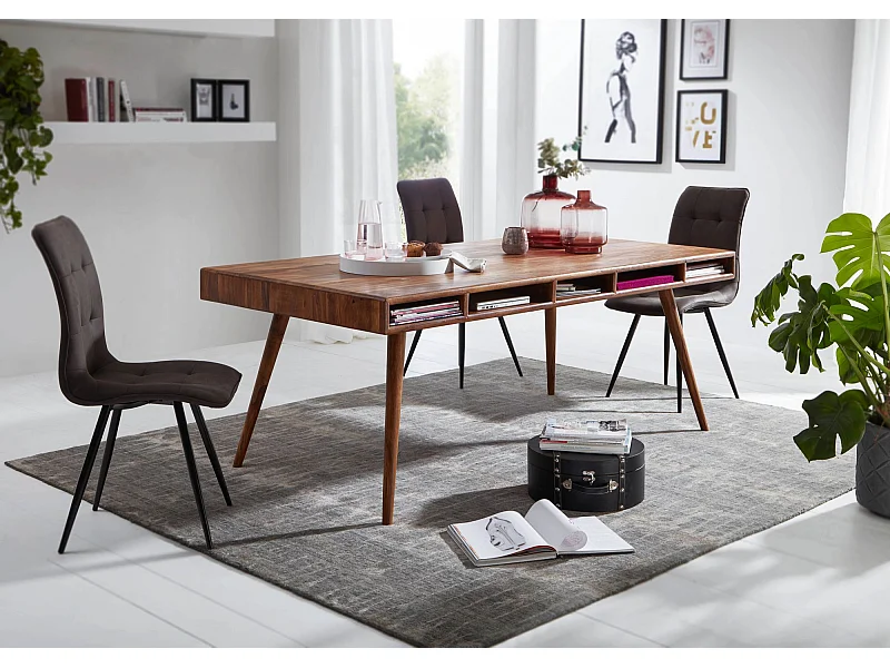 eettafel WL5.586 Sheesham 200x77x100 cm massief houten tafel | Design keukentafel hout | Massieve houten tafel Rustiek | Eettafel Massief echt hout Modern