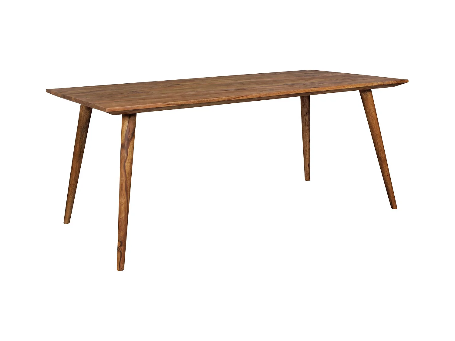 Sheesham massief houten eettafel 160x80x76 cm, moderne rechthoekige keukentafel in landhuisstijl, grote eettafel