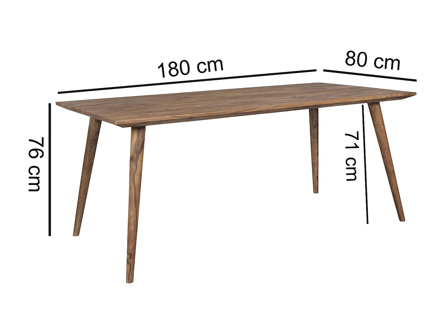 Table de Salle à Manger 180x80x76 cm en Bois Massif de Sheesham, Table de Cuisine Moderne