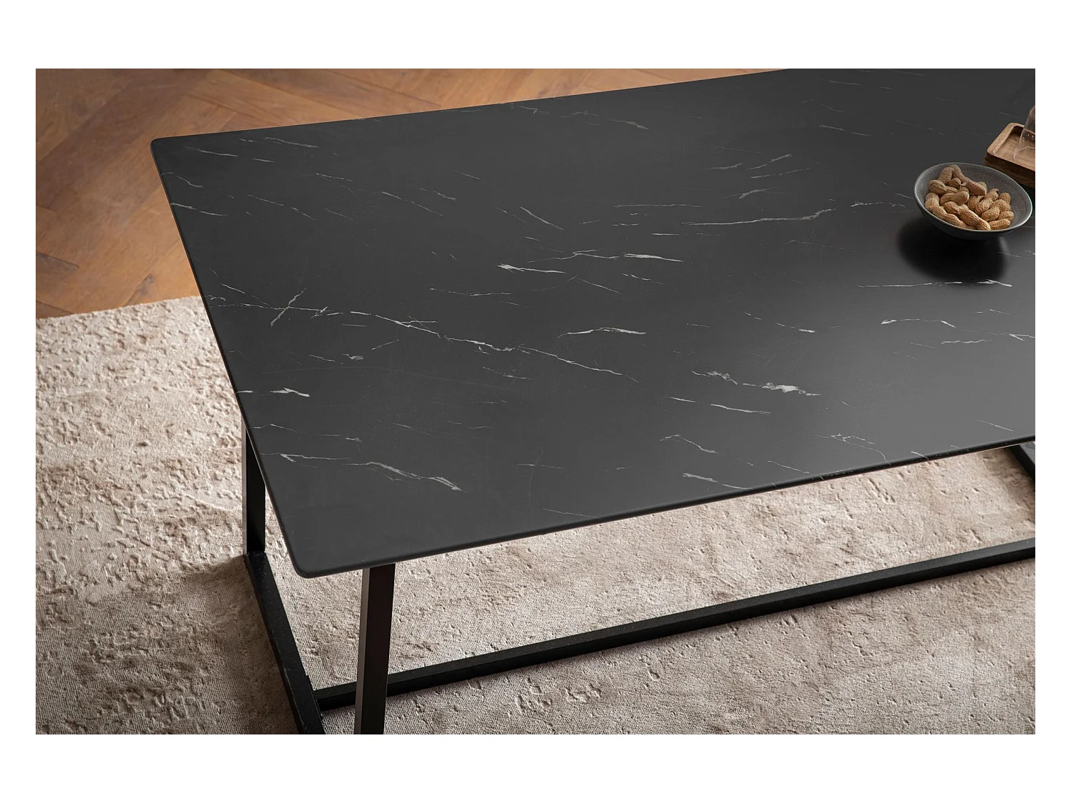 Eettafel 200x90x76 cm Wit Modern Marmer Effect, Grote Keukentafel, Rechthoekige Eettafel met Metalen Poten