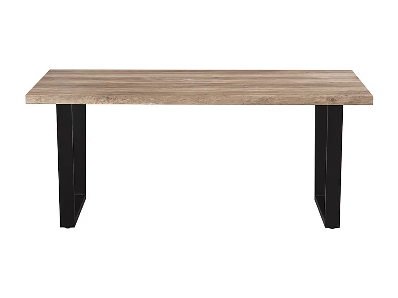 Mesa de comedor ALTONIA – 180x90 cm – Efecto madera de mango – Patas de metal – Diseño industrial y acogedor
