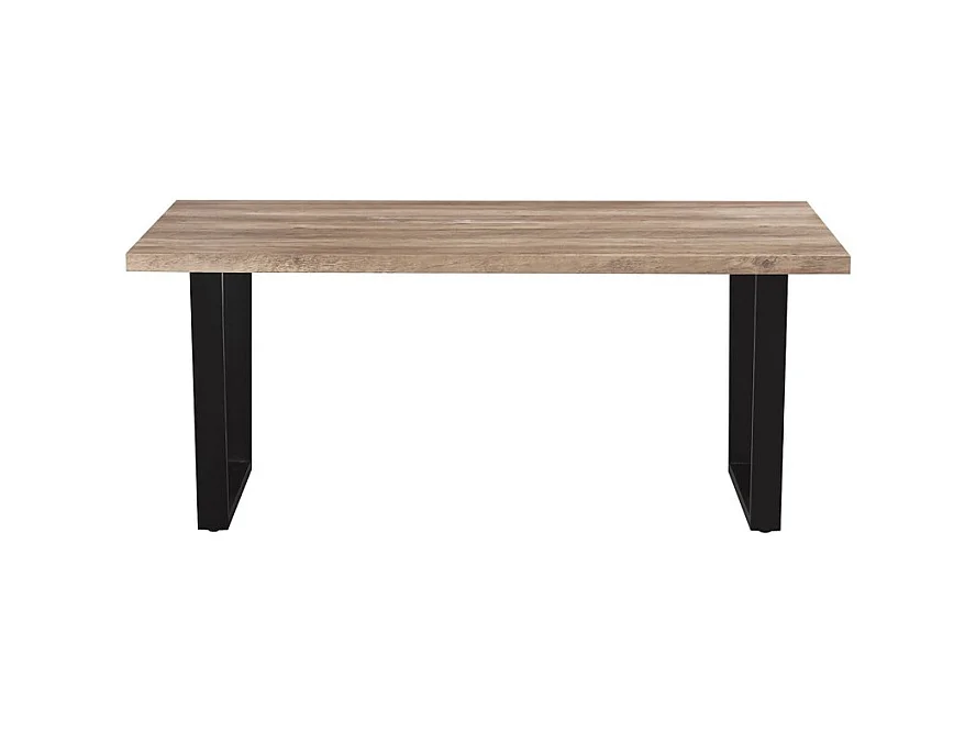 Mesa de comedor ALTONIA – 180x90 cm – Efecto madera de mango – Patas de metal – Diseño industrial y acogedor