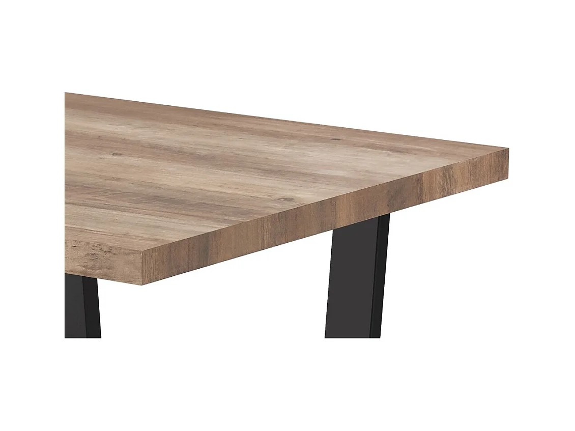 Mesa de comedor ALTONIA – 180x90 cm – Efecto madera de mango – Patas de metal – Diseño industrial y acogedor