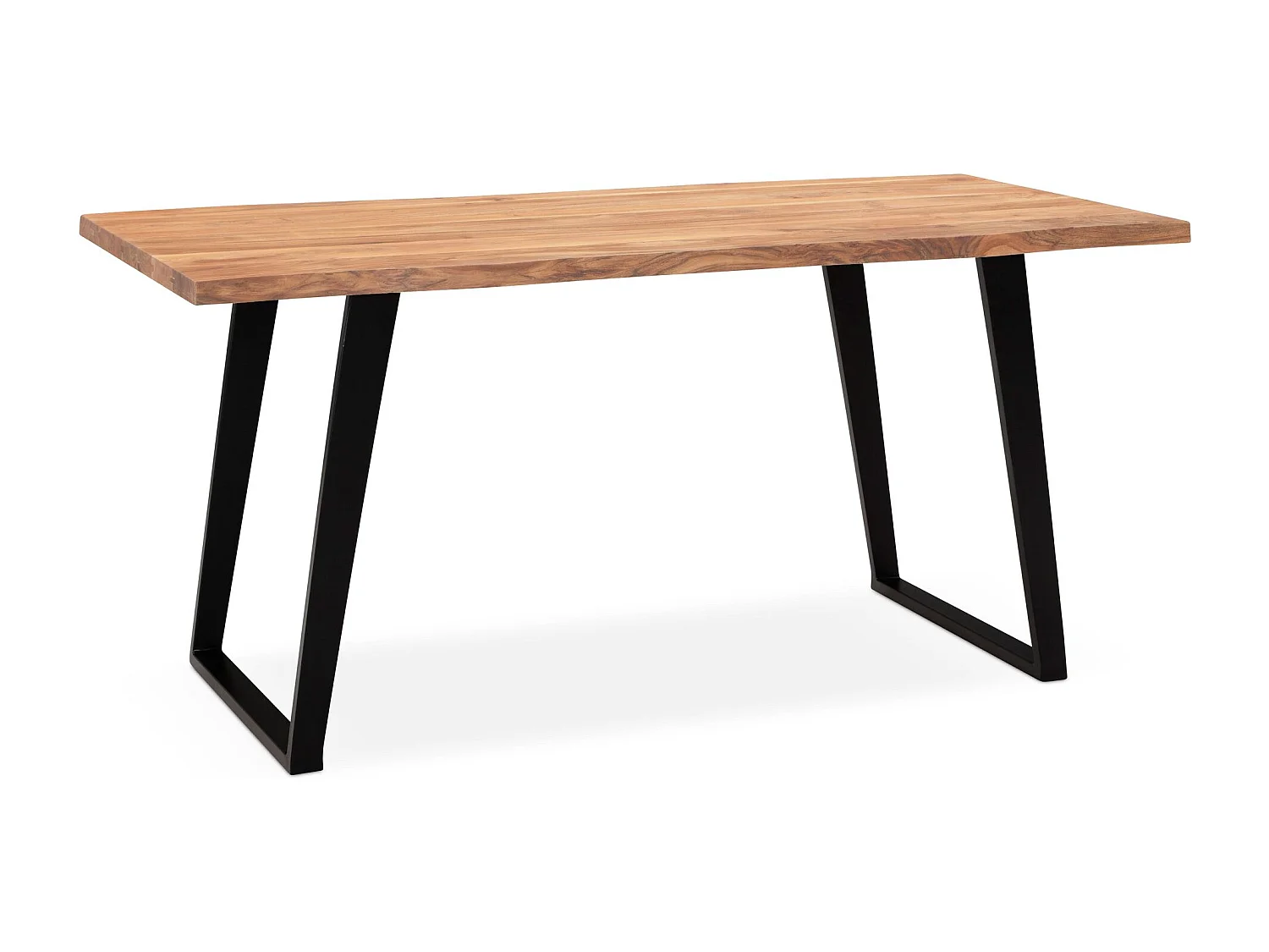 Table de Salle à Manger 200x100x76 cm en Bois Massif d’Acacia et Métal, Table de Cuisine avec