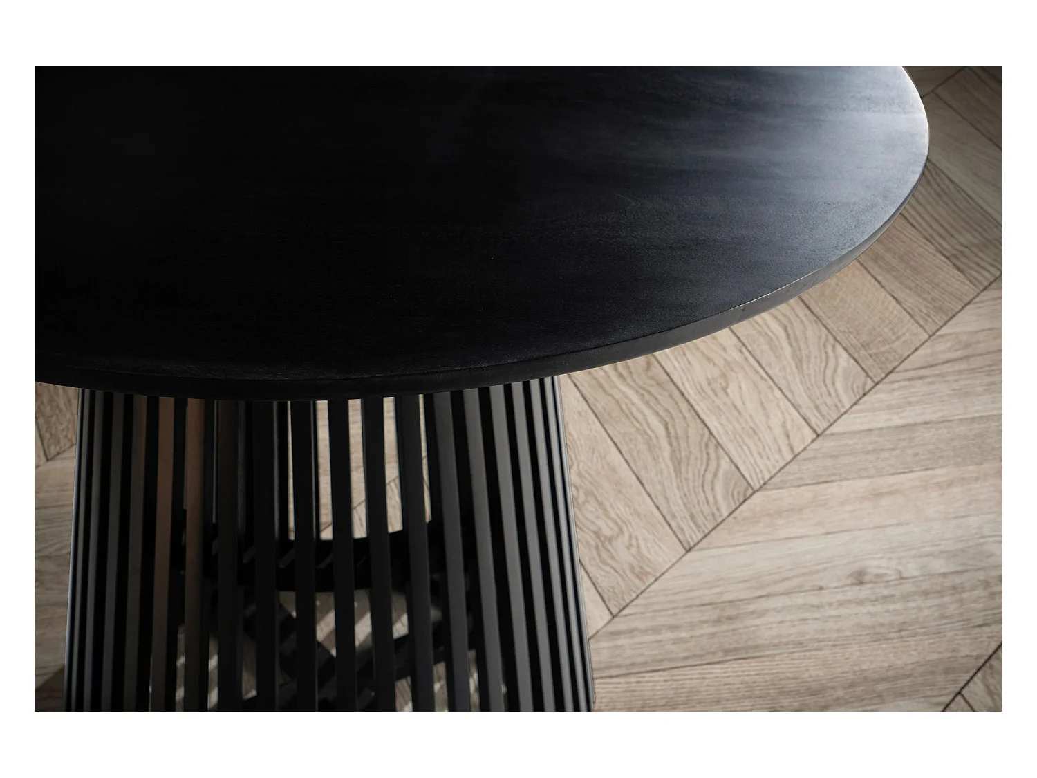 Eetkamertafel 120x120x77 cm mango massief hout zwarte eettafel modern | Stevige keukentafel met rasterframe | Houten tafel eetkamer rond | Kleine houten eettafel