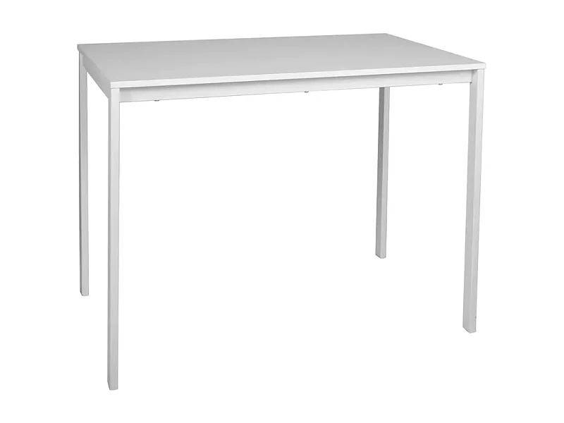 Table rectangulaire 100 cm avec plateau stratifié couleur blanc pieds blanc LANDRY