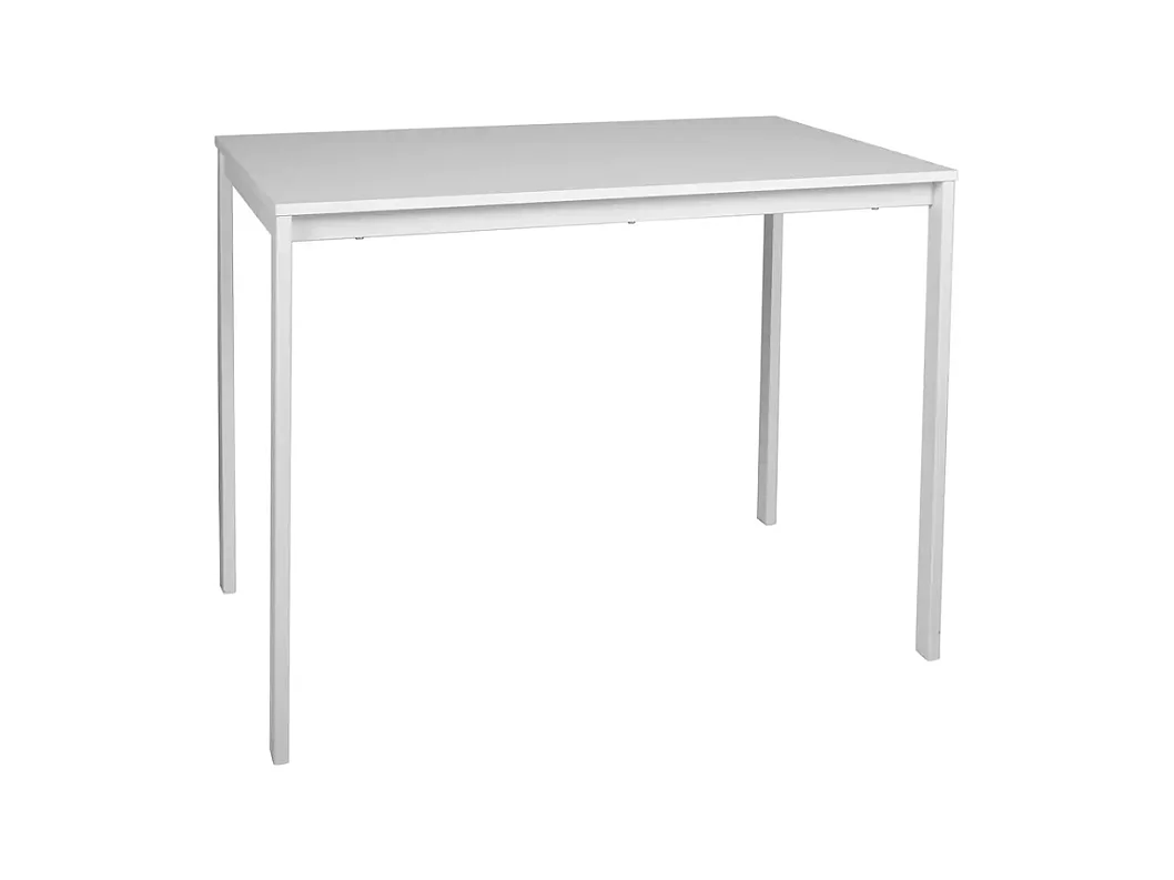 Table rectangulaire 100 cm avec plateau stratifié couleur blanc pieds blanc LANDRY