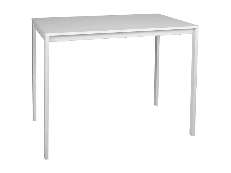 Table rectangulaire 100 cm avec plateau stratifié couleur blanc pieds blanc LANDRY