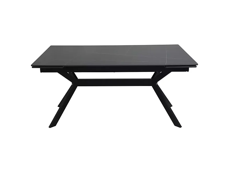 Table de salle à manger extensible 160 + 60cm en céramique noir mat MARTA