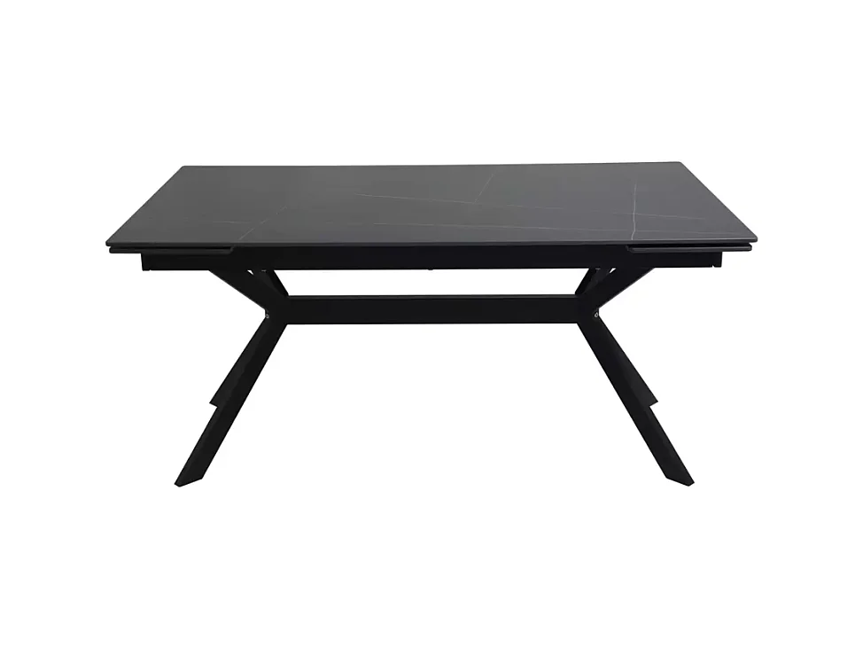 Table de salle à manger extensible 160 + 60cm en céramique noir mat MARTA