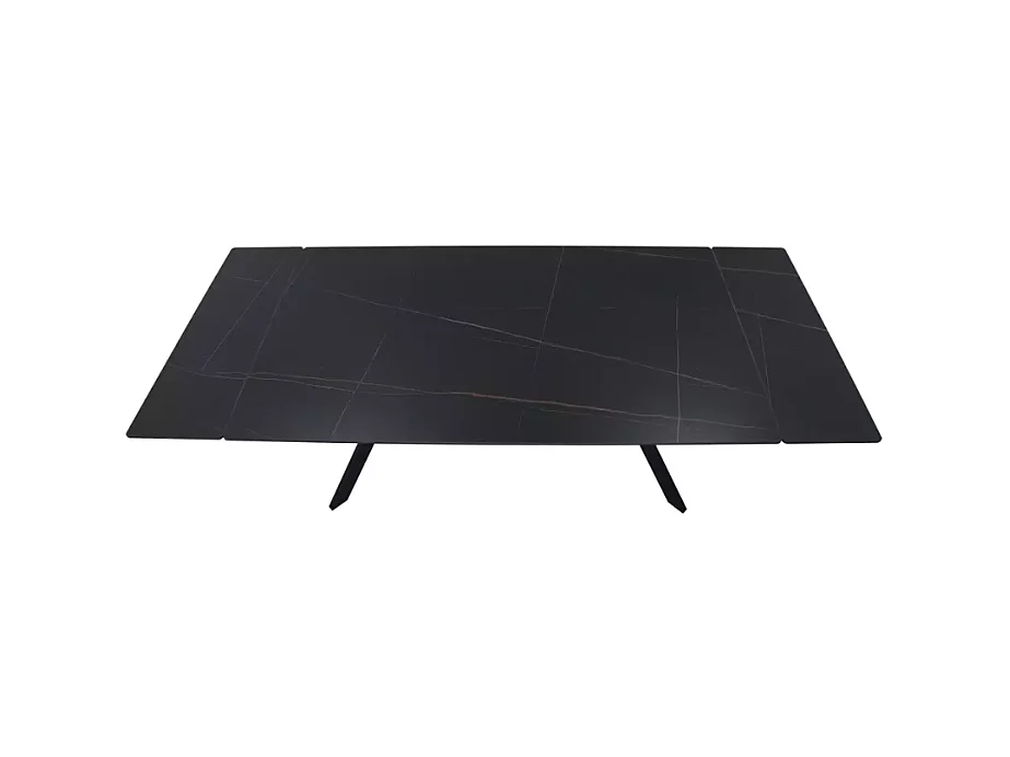 Table de salle à manger extensible 160 + 60cm en céramique noir mat MARTA