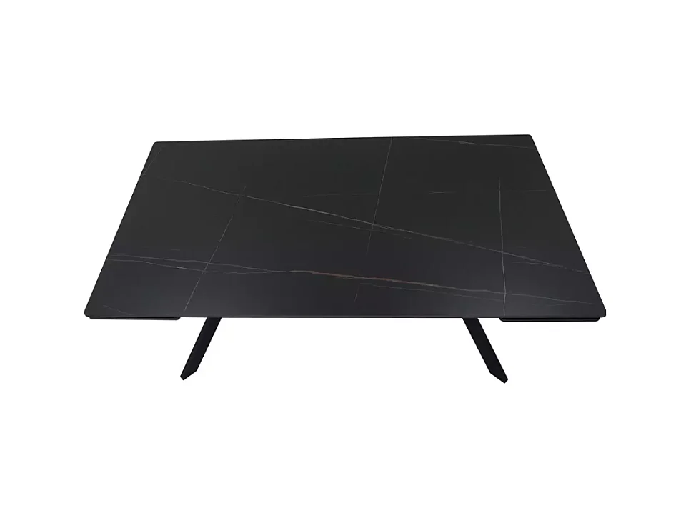 Table de salle à manger extensible 160 + 60cm en céramique noir mat MARTA