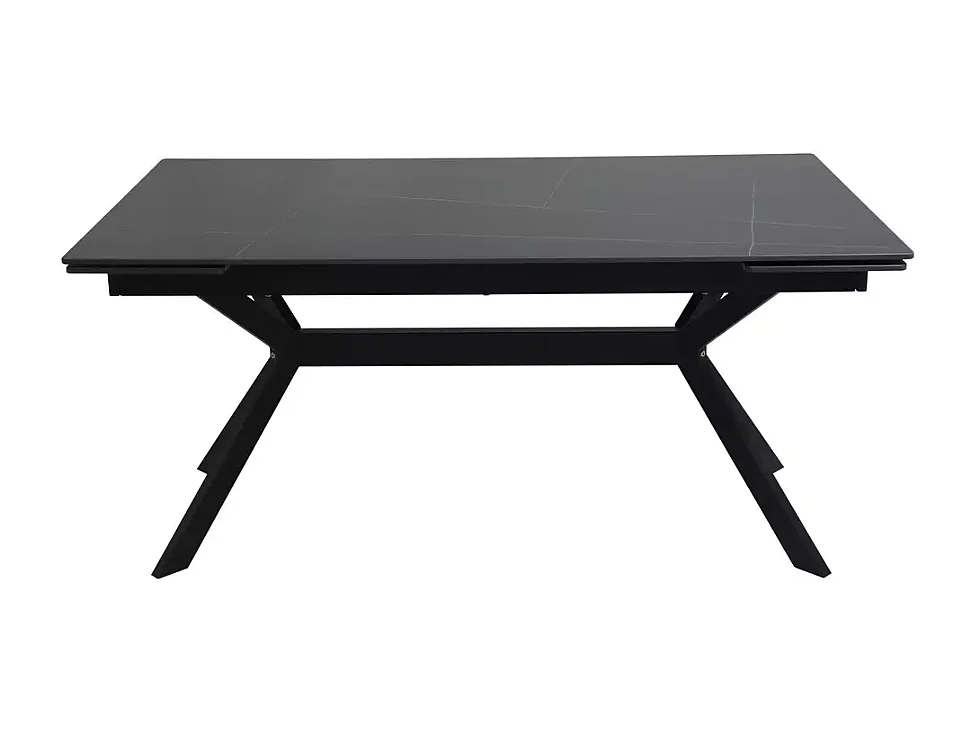 Table de salle à manger extensible 160 + 60cm en céramique noir mat MARTA