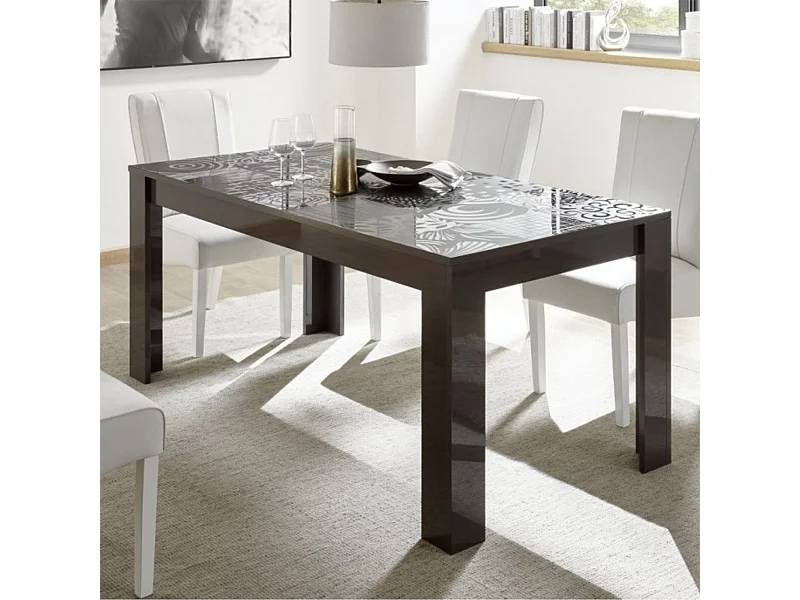 Tavolo da pranzo allungabile "Miro" Grigio ossido in legno serigrafato cm 137/185x90 79h
