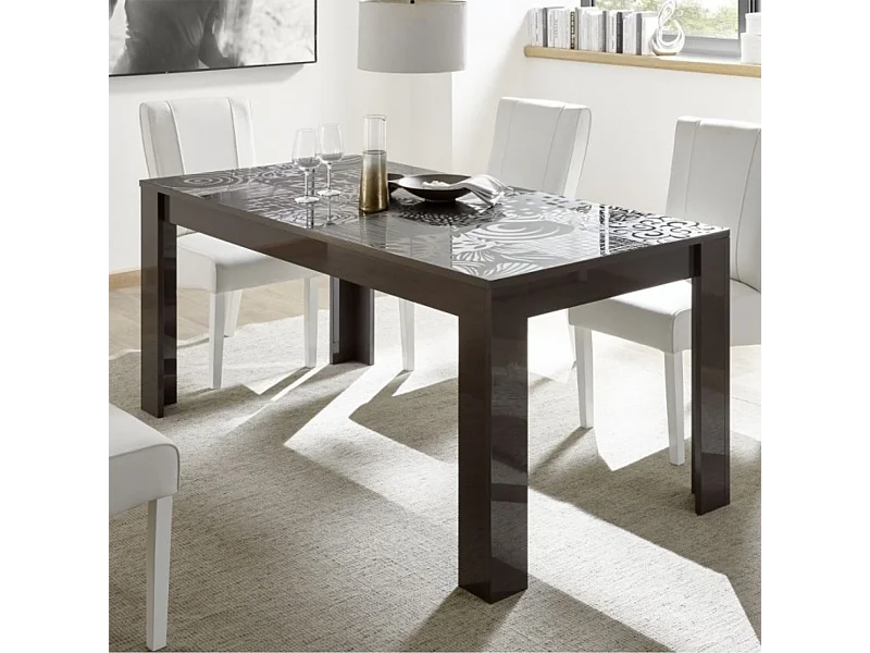 Tavolo da pranzo allungabile "Miro" Grigio ossido in legno serigrafato cm 137/185x90 79h