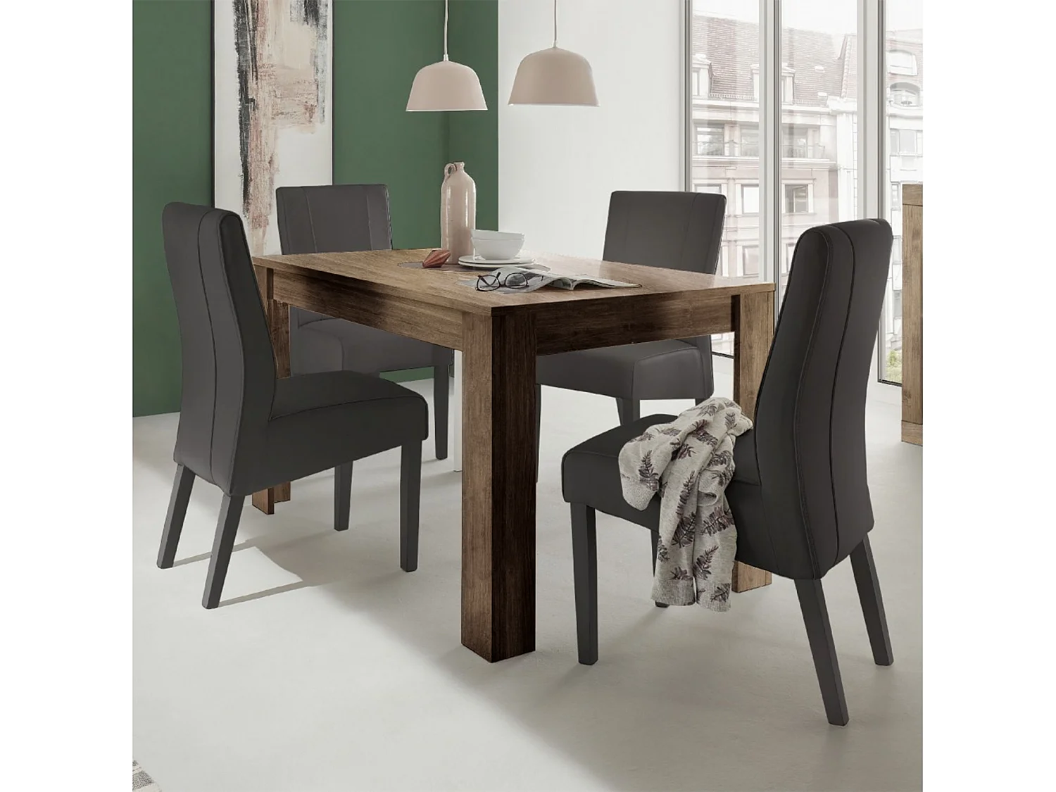 Tavolo allungabile moderno "Venus" in legno rovere cm 137/185x90 79h